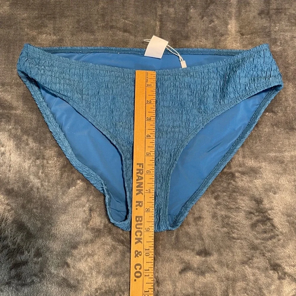 Andie Swim Bikini Bottom Textured Swimsuit Blue Teal Beach Vacation‎ Pool NWOT